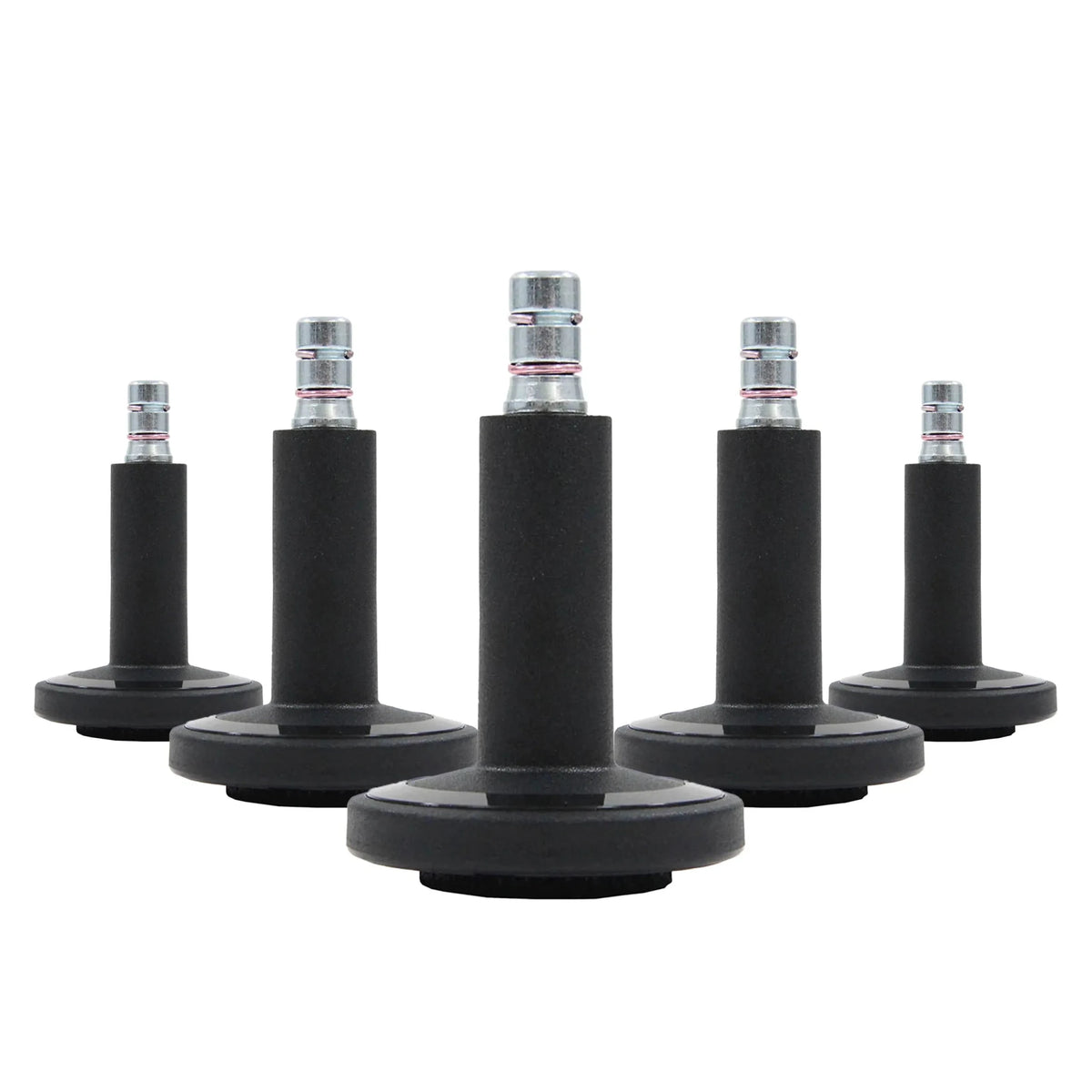 Five black chair glides STATO-M for hard floors with metallic pin inserts by hjh OFFICE