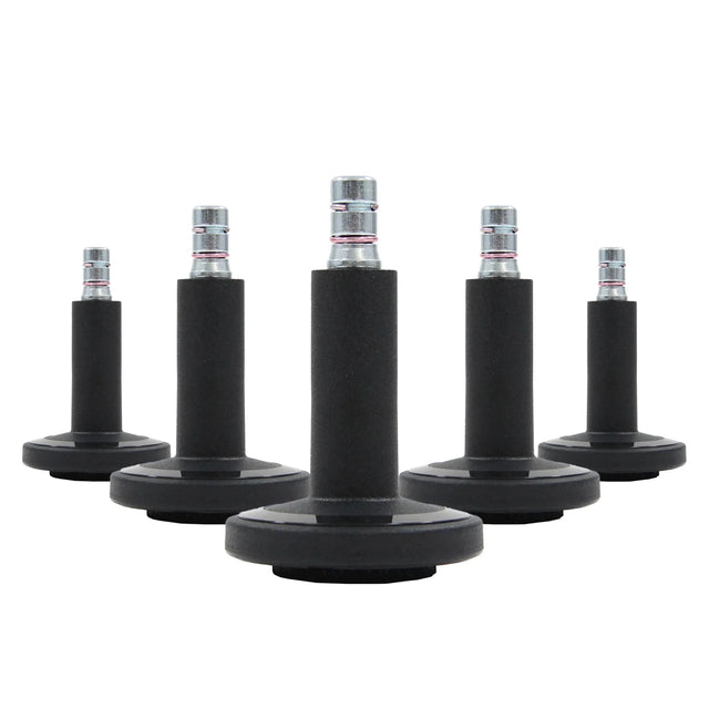 Five black chair glides STATO-M for hard floors with metallic pin inserts by hjh OFFICE
