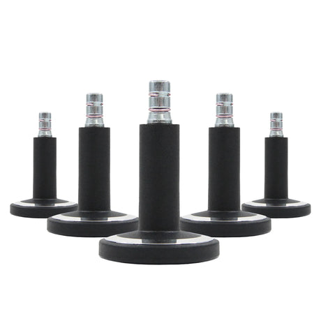 Five black STATO-M chair glides for carpets with chrome details by hjh OFFICE