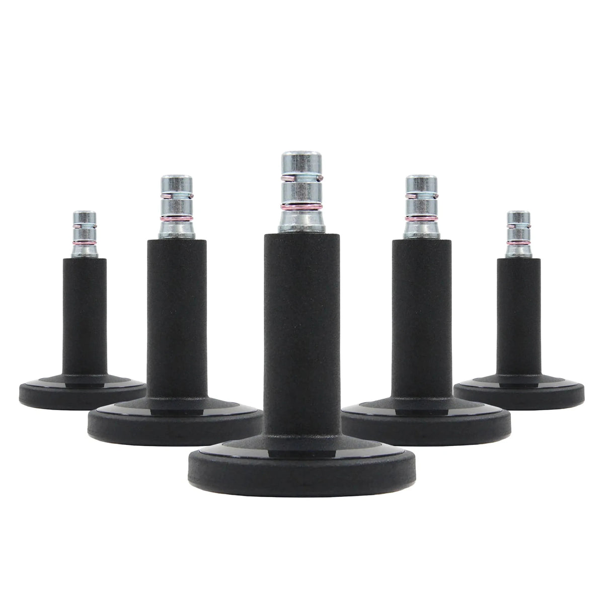 Five black chair glides STATO-M for carpets with metal pins by hjh OFFICE