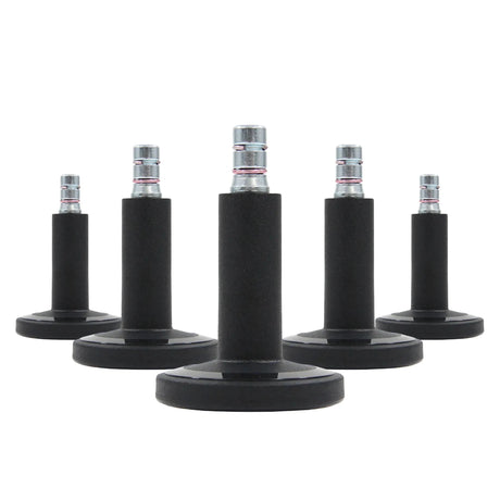 Five black chair glides STATO-M for carpets with metal pins by hjh OFFICE