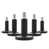 Five black STATO-M chair glides for carpets with chrome details by hjh OFFICE