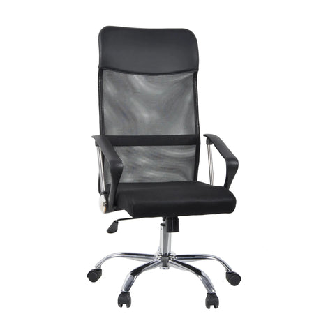 Black Home Office Executive Chair Stryka Net with mesh cover and glossy base by hjh OFFICE