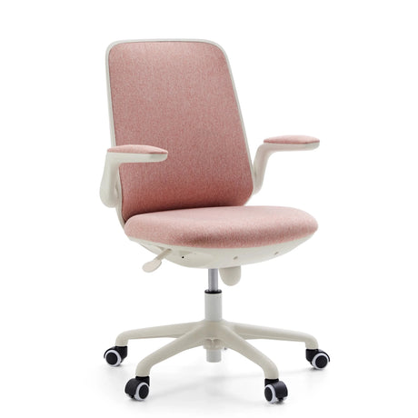 Pink Swivel Chair – Children Swivelo with white frame and armrests by hjh OFFICE
