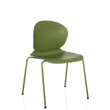 Green four-legged chair T36 VI with a rounded seat shell and slim legs by hjh OFFICE