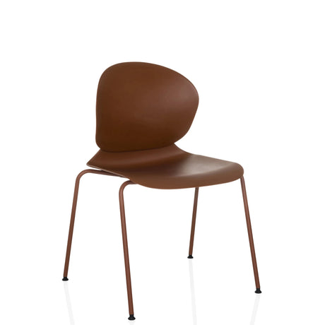 Red-brown Four-legged chair T36 VI with curved seat shell and slender legs by hjh OFFICE