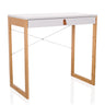 Office Desk TAROLO II with white tabletop, one drawer and bamboo frame by hjh LIVING