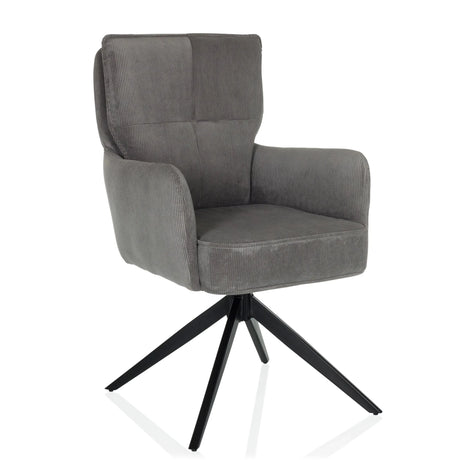 Grey upholstered chair TARUGO with corduroy cover and black four-legged frame by hjh LIVING