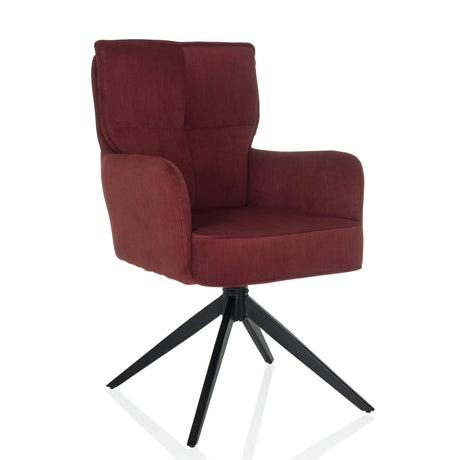 Red upholstered chair TARUGO with corduroy cover and black four-leg base by hjh LIVING