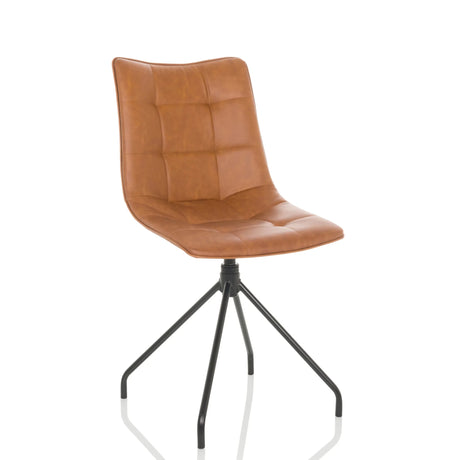 Brown Upholstered chair TARVISO PU with stitching and black four-leg frame by hjh OFFICE