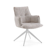 Beige Dining chair Tavaro with fabric cover and white star base by hjh LIVING