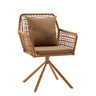 Brown upholstered chair Tavaro Korvik made of wicker with matching cushion and four-star metal base by hjh LIVING