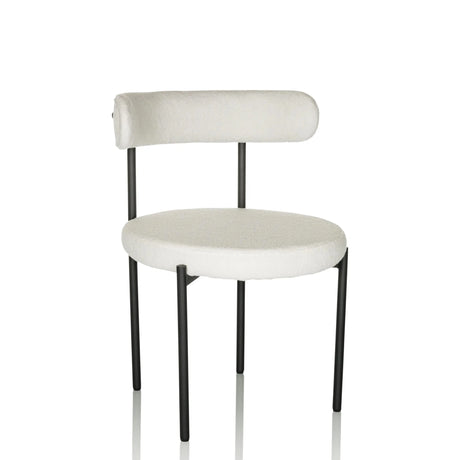 White Upholstered chair TEDIO with a round seat and black metal legs by hjh OFFICE