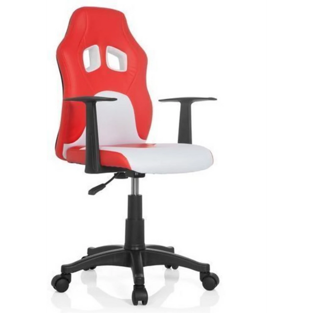 Swivel Chair – Children TEEN GAME AL in red and white with two headrest cut-outs by hjh OFFICE