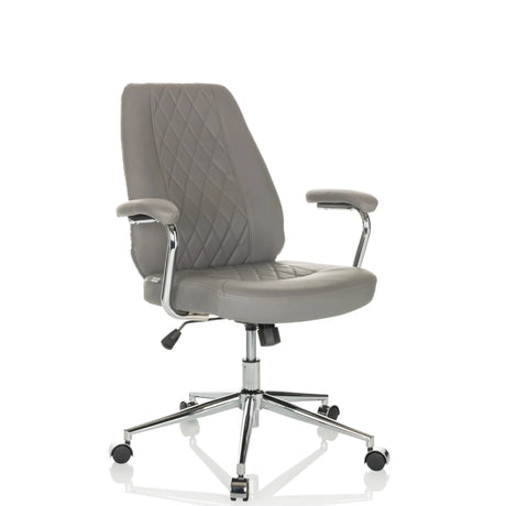 Grey Home Office Executive Chair THEO I with stitching on the backrest and chrome frame by hjh OFFICE