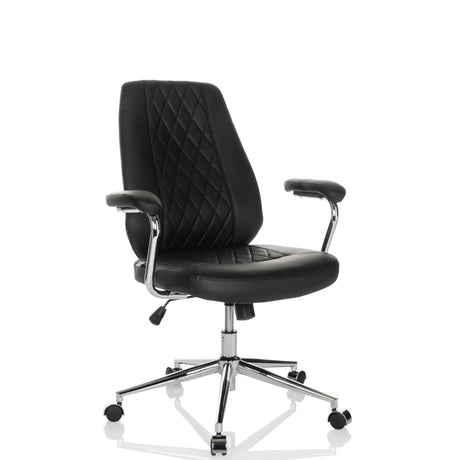 Black Home Office Executive Chair THEO I with quilted backrest and chrome frame by hjh OFFICE