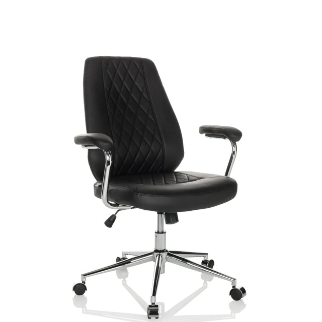 Black Home Office Executive Chair THEO I with quilted backrest and chrome frame by hjh OFFICE