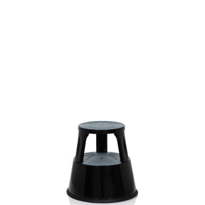 Black Step stool TIO-M II with two steps and round treading surfaces by hjh OFFICE