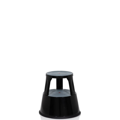 Black Step stool TIO-M II with two steps and round treading surfaces by hjh OFFICE