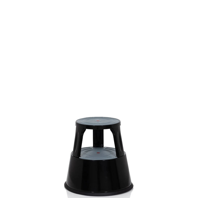 Black Step stool TIO-M II with two steps and round treading surfaces by hjh OFFICE
