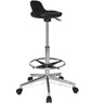 Black Swivel stool TOP WORK 03 with chromed frame, foot ring and castors by hjh OFFICE
