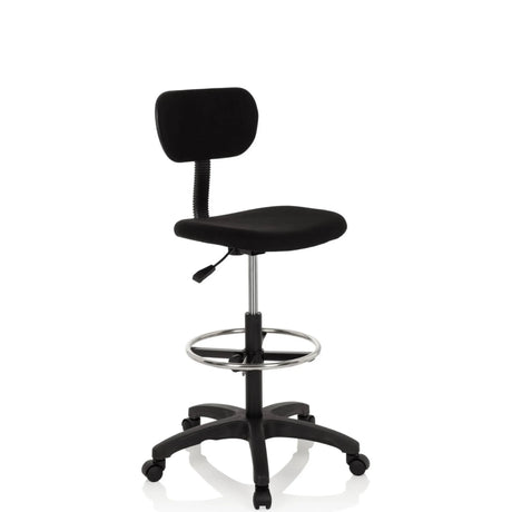 Black Counter chair TOP WORK 05 with backrest, foot ring and caster base by hjh OFFICE