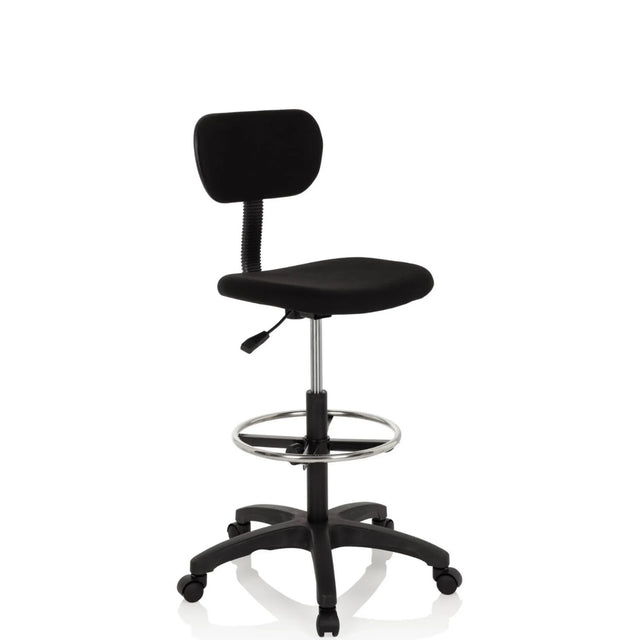 Black Counter chair TOP WORK 05 with backrest, foot ring and caster base by hjh OFFICE