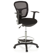 Black Counter chair TOP WORK 108 with mesh backrest, foot ring and caster base by hjh OFFICE