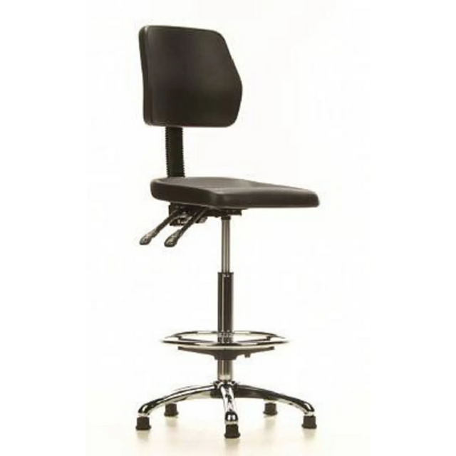 Black Counter chair TOP WORK 11 with foot ring and chromed star base by hjh OFFICE