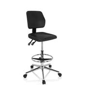 Black Counter chair TOP WORK 11 I with footrest and chromed star base on castors by hjh OFFICE