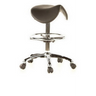Black Saddle stool TOP WORK 13 with chrome frame, footring and castors by hjh OFFICE