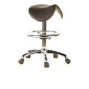 Black Saddle stool TOP WORK 13 with chrome frame, footring and castors by hjh OFFICE