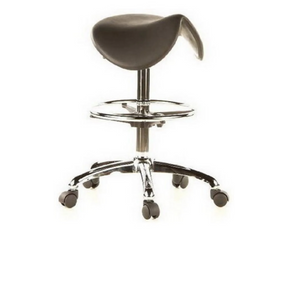 Black Saddle stool TOP WORK 13 with chrome frame, footring and castors by hjh OFFICE