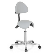 Grey Saddle stool TOP WORK 20 with backrest and glossy star base on castors by hjh OFFICE