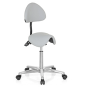 Grey Saddle stool TOP WORK 20 with backrest and glossy star base on castors by hjh OFFICE