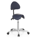 Blue Saddle stool TOP WORK 20 with backrest and silver star base on castors by hjh OFFICE
