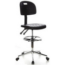 Black Counter chair TOP WORK 23 with footring and chromed star base on castors by hjh OFFICE