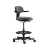 Dark grey Work Chair TOP WORK 40 with armrests, foot ring and caster base by hjh OFFICE