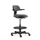 Dark grey Work Chair TOP WORK 40 with armrests, foot ring and caster base by hjh OFFICE