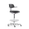 Work Chair TOP WORK 40 W with dark grey cover, white frame and footring on castors by hjh OFFICE