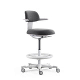 Work Chair TOP WORK 40 W with dark grey cover, white frame and footring on castors by hjh OFFICE