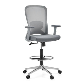 Grey Counter chair Top Work 44 W with mesh backrest, footring and caster base by hjh OFFICE