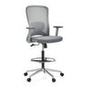 Grey Counter chair Top Work 44 W with mesh backrest, footring and caster base by hjh OFFICE