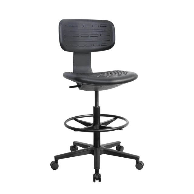 Black Counter chair TOP WORK B with foot ring and caster base by hjh OFFICE