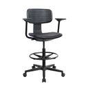Black Counter chair TOP WORK B1 with armrests, footring and caster base by hjh OFFICE