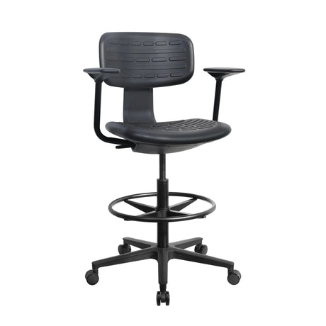 Black Counter chair TOP WORK B1 with armrests, footring and caster base by hjh OFFICE