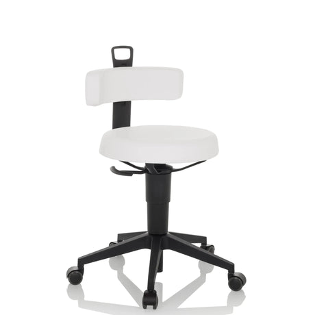 White Swivel stool TOP WORK FLEX PU with faux leather upholstery and black base by hjh OFFICE