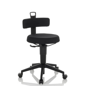 Black Swivel stool TOP WORK FLEX with fabric cover, backrest and five castors by hjh OFFICE