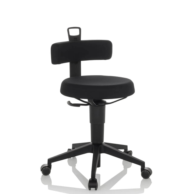 Black Swivel stool TOP WORK FLEX with fabric cover, backrest and five castors by hjh OFFICE