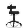 Black Swivel stool TOP WORK FLEX with fabric cover, backrest and five castors by hjh OFFICE
